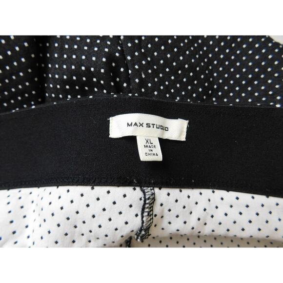 Max Studio Pants XL Black White Diamond Pull On Straight Leg Ankle - Picture 5 of 7